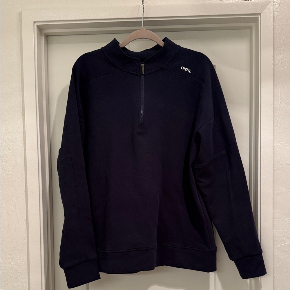 Unrl Men's Navy quarter Zip-Up Sweater